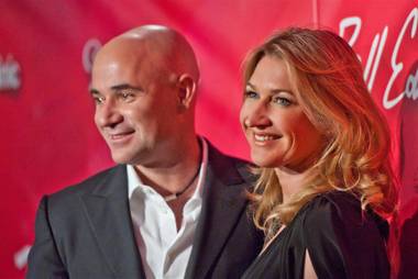 Andre Agassi and Steffi Graf on the red carpet for the 2012 Keep Memory Alive “Power of Love Gala” tribute to Muhammad Ali’s 70th birthday at MGM Grand Garden Arena on Saturday, Feb. 18, 2012.